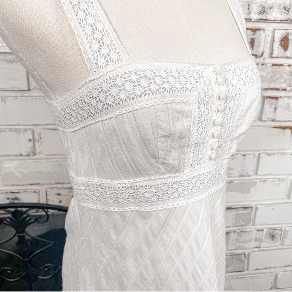 Donna Morgan Coastal Cowgirl Lace Cotton Gauzy Metallic Thread Midi Dress 6 - Picture 5 of 11